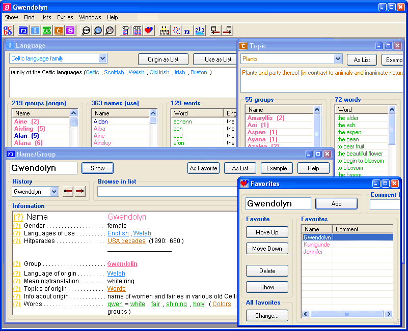 Screenshot of Gwendolyn the Given Name Database