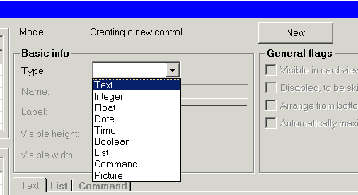 Create first field as a text field