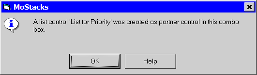 List field dialog box