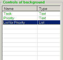 List field dialog box